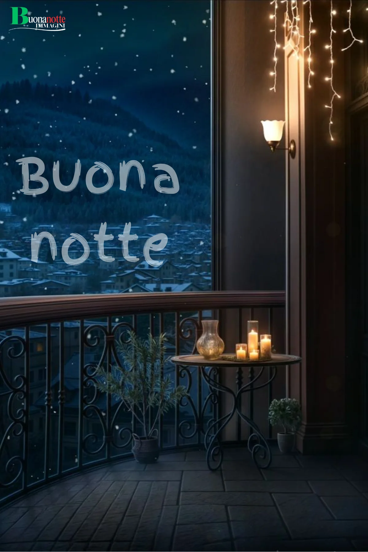 Nuovissimo buonanotte immagini recenti balcone candele neve paesino stellato